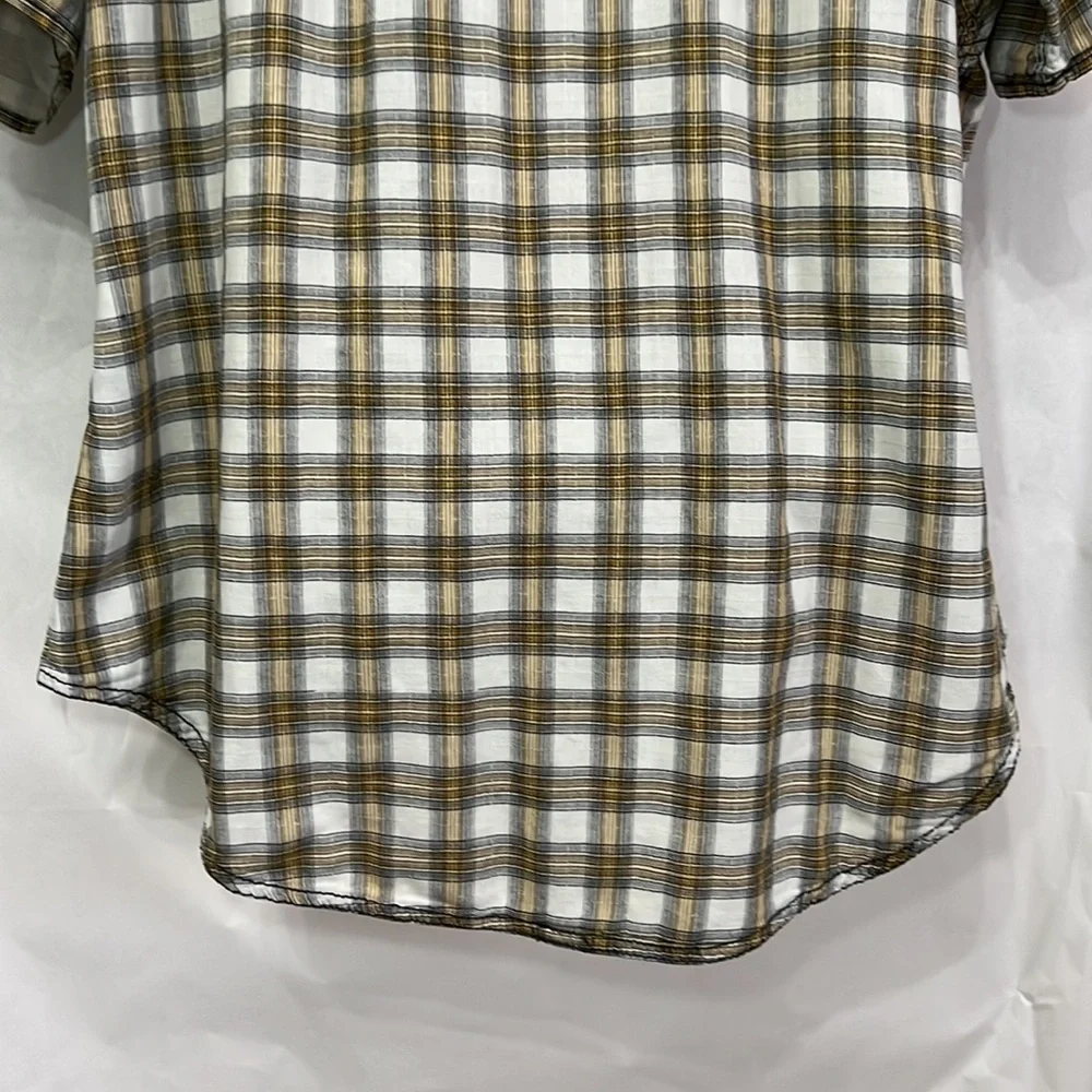 Harley Davidson Logo Womens Plaid Pearl Snap Short Sleeve Shirt Size Medium - Picture 5 of 6